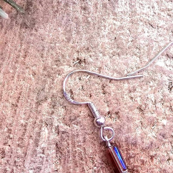 Nature Fluorite  Fret Symbols Block 925 Dangle Earring - Picture 8 of 10